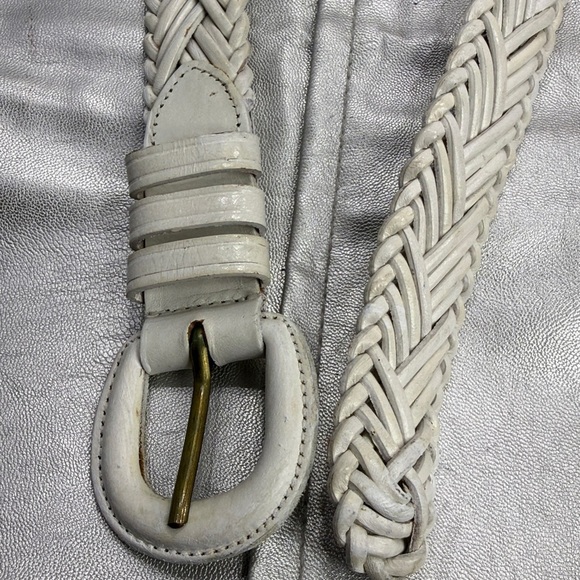 (H) Vintage woven leather belt, women's size L - Picture 10 of 11